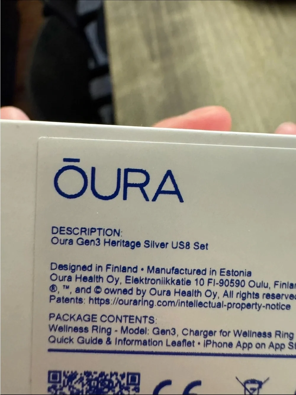 Oura Ring Gen 3 Heritage Silver Size 8